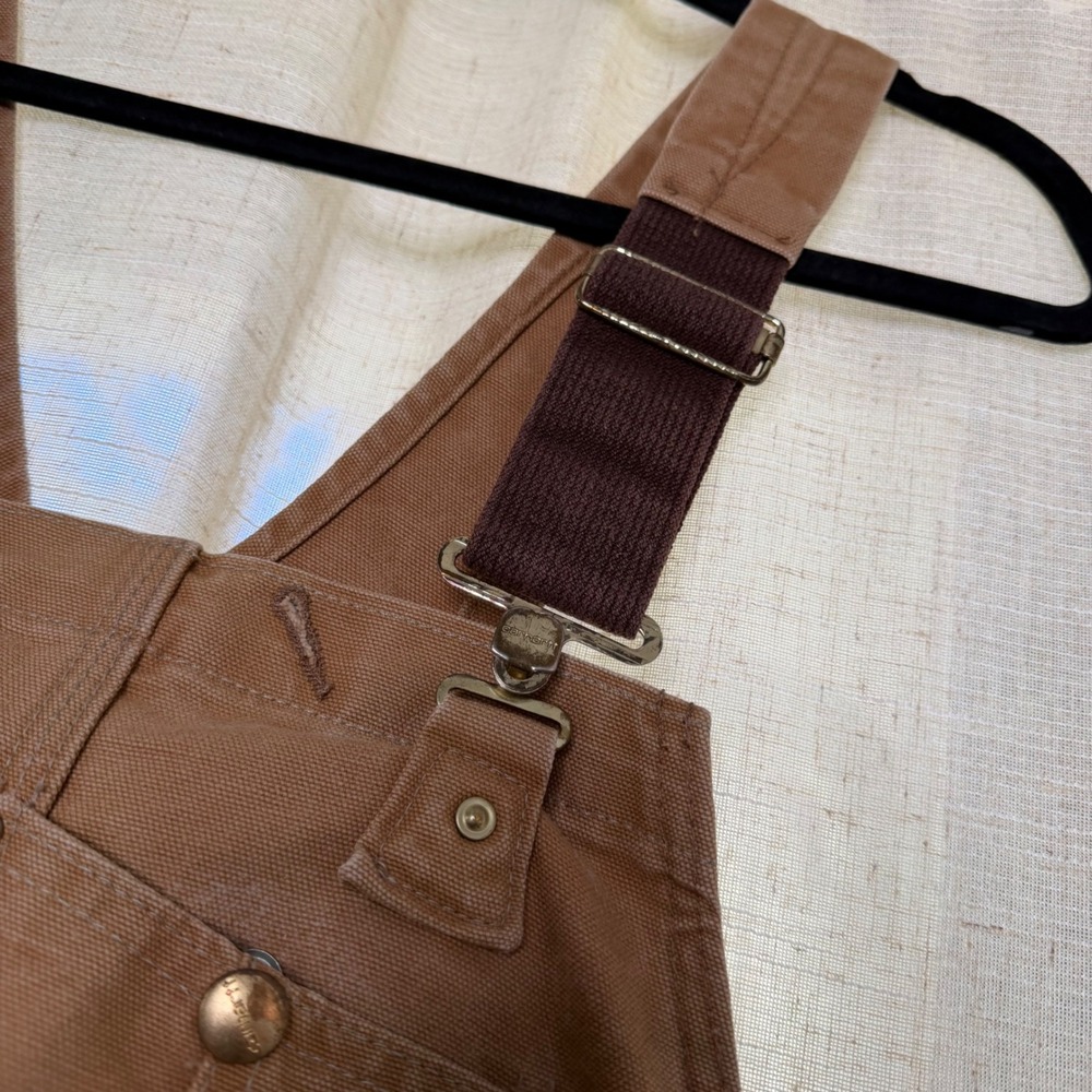 Vintage Carhartt R02 BRN Quilt Line Double Knee Duck Canvas Overalls USA 44 x 34 - Picture 4 of 12
